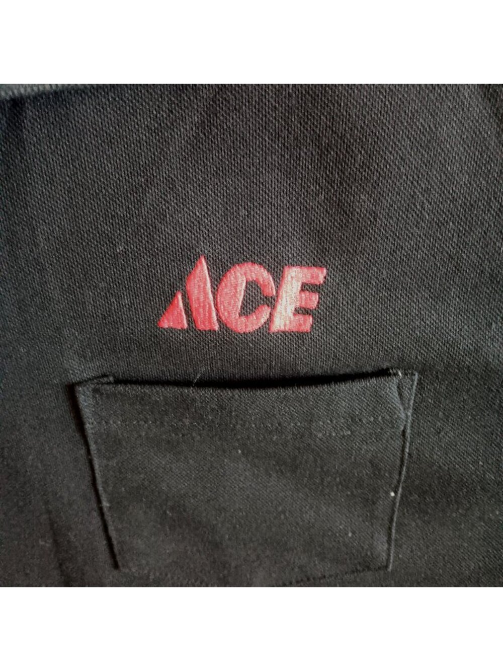 True Vintage Polo Shirt Ace Black Polo Shirt XL Uniform Embroidered Logo Pocket